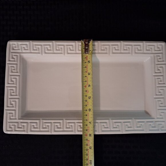 Jonathan Adler White Ceramic Greek Key Decorative Tray Happy Chic 12x6.5 - Picture 6 of 7